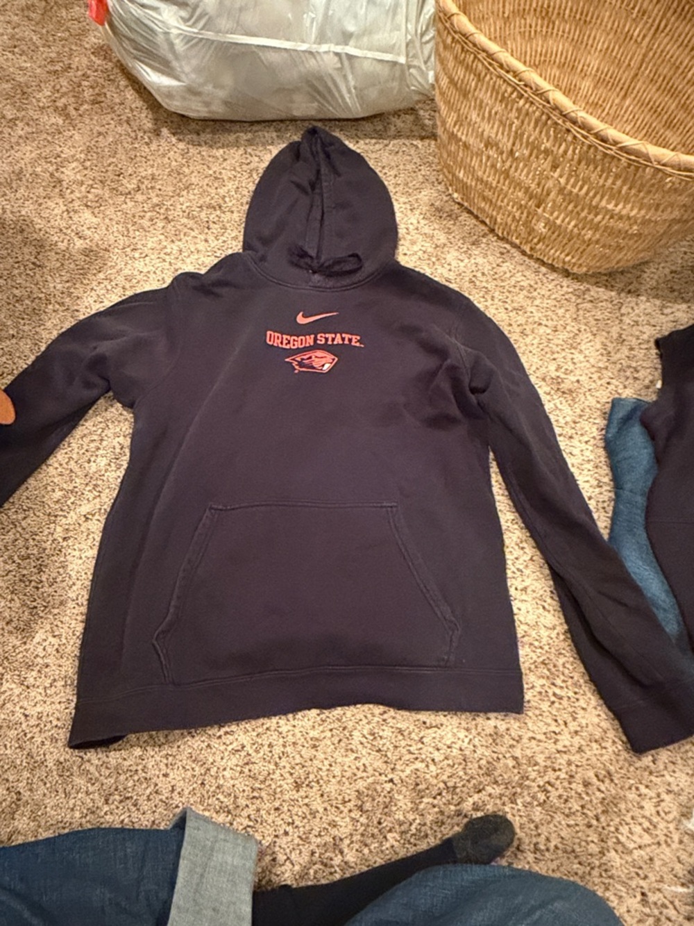 Nike Navy Oregon State Zip-Up Hoodie with Orange Logo